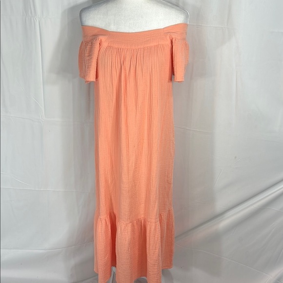 Rails Off-Shoulder Gauze Maxi Dress Coral S - Picture 12 of 13